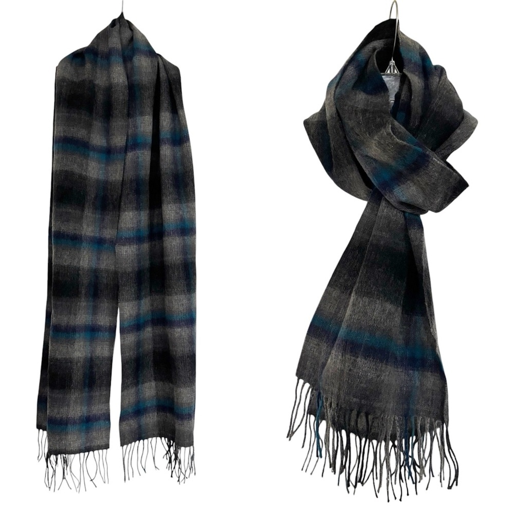 Gap + Pendleton 100% Wool Scarf Unisex Gray and Blue